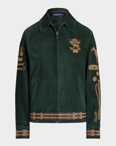 Ralph Lauren Collection Jessa Equestrian-Printed Suede Coat