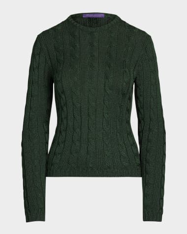 Ralph Lauren Collection High Shine Cable Knit Crewneck Sweater