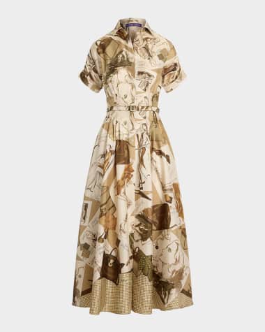 Ralph Lauren Collection Donatella Multi Diary of a Collection Silk Shirtdress