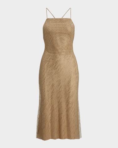 Ralph Lauren Collection Crawford Sequined Mesh Cocktail Dress