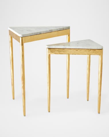 Global Views Triangular Gold Leaf Nesting Tables, Set of 2