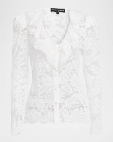 Generation Love Corsa Button-Front Lace Top
