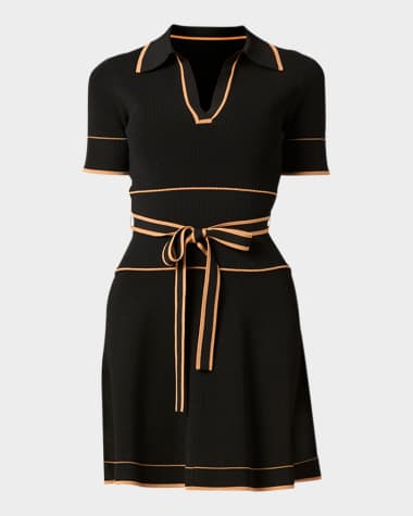 Shoshanna Maggie Tie-Waist Rib Knit Mini Dress