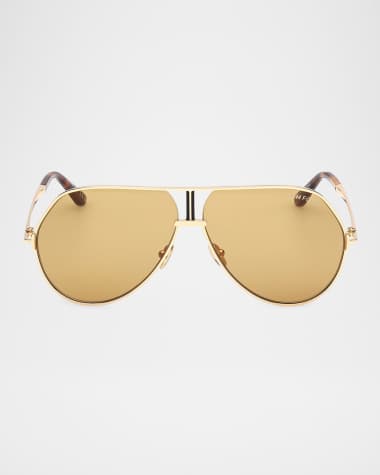 TOM FORD Men's Rickie-02 Metal Aviator Sunglasses