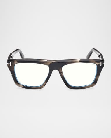 TOM FORD Men's FT6059-BM Acetate Rectangle Blue-Block Optical Frames