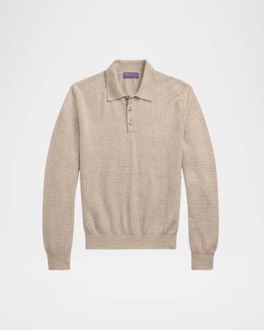 Ralph Lauren Purple Label Men's Cashmere Waffle Knit Polo Sweater