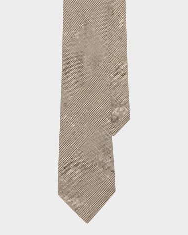Ralph Lauren Purple Label Men's Linen and Mulberry Silk Glen Plaid Tie