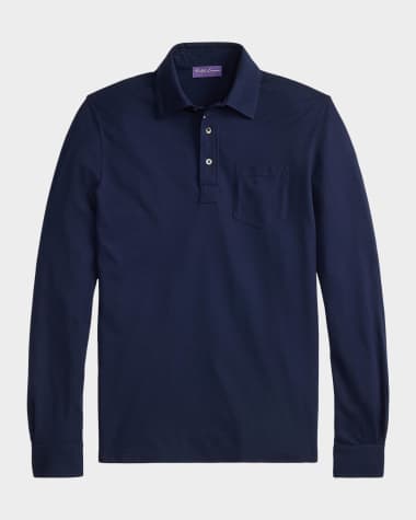 Ralph Lauren Purple Label Men's Cotton and Cashmere Long-Sleeve Polo Shirt