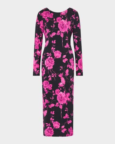 Milly Amarilla Rose Bodycon Jersey Midi Dress