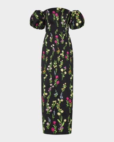 Milly Nira Off-Shoulder Embroidered Midi Dress