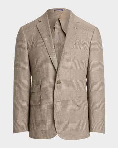 Ralph Lauren Purple Label Men's Kent Glen Plaid Linen and Mulberry Silk Sport Coat