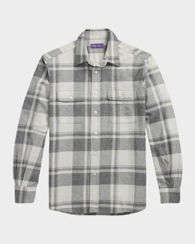 Ralph Lauren Purple Label Men's Cashmere Plaid Utility Button-Down Shirt