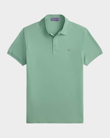 Ralph Lauren Purple Label Men's Double-Mercerized Pique Monogram Polo Shirt