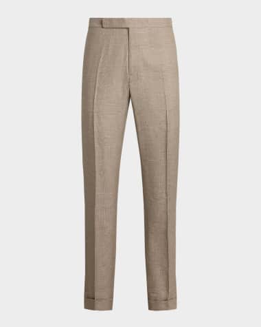 Ralph Lauren Purple Label Men's Glen Plaid Flat-Front Trousers