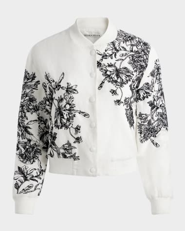 Alice + Olivia Keri Embroidered Varsity Jacket