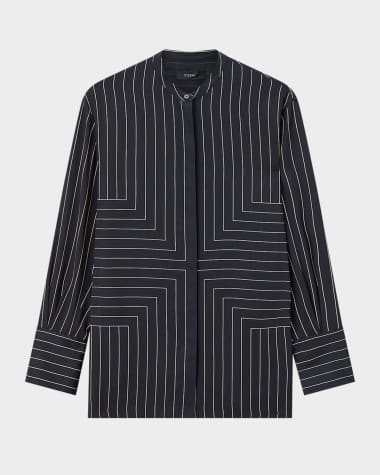 Joseph Athena Geometric Striped Blouse