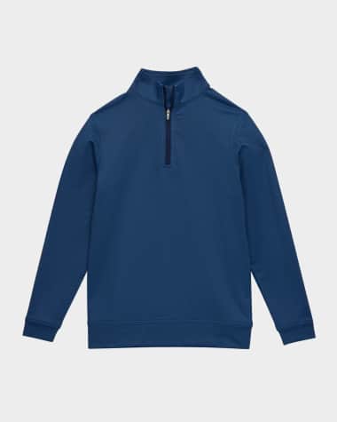 Peter Millar Boy's Perth Youth Birdseye Performance Quarter-Zip, Size XS-XL