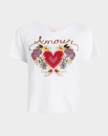 Cinq a Sept Western Amour Shrunken Crewneck Tee