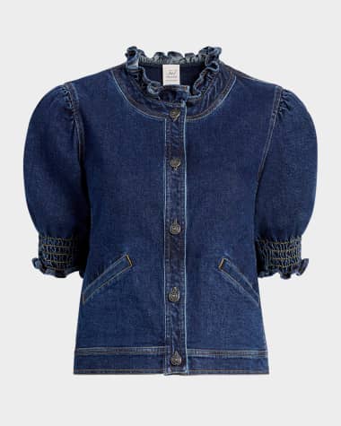 Cinq a Sept Quincy Short-Sleeve Denim Jacket