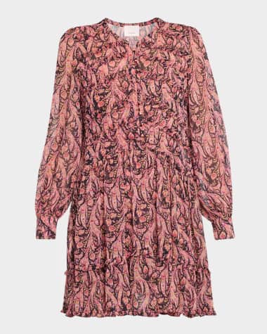 Cinq a Sept Rivie Long-Sleeve Charming Paisley Dress