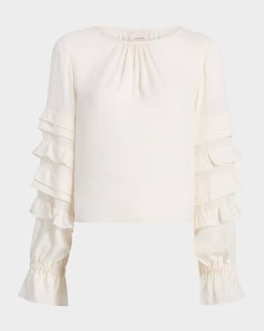 Cinq a Sept Anta Ruffled Long-Sleeve Top