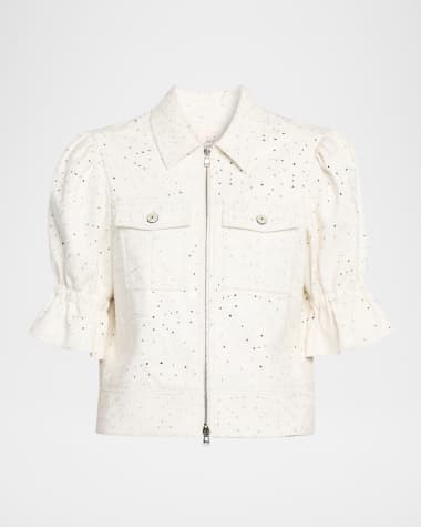 Cinq a Sept Holly Embroidered Short-Sleeve Jacket