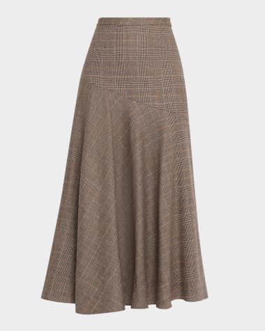 Adam Lippes Tess Glen Plaid Fit & Flare Midi Skirt