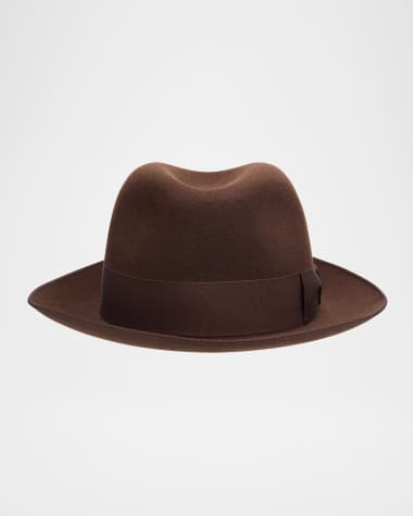 Loro Piana Men's Sergio Baby Cashmere and Felt Fedora Hat
