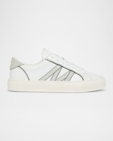 Moncler Monaco 2 Low-Top Glitter Leather Sneakers