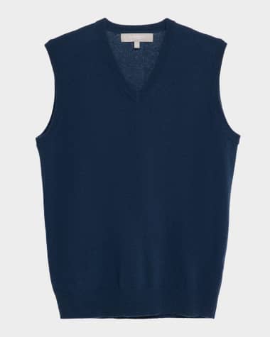 Neiman Marcus Men's Cashmere Knit V-Neck Vest