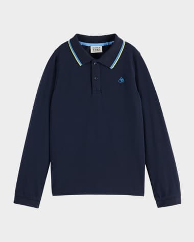 Scotch & Soda Boy's Cotton Piqué Long-Sleeve Polo Shirt, Size 4-12