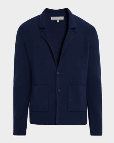 Neiman Marcus Men's Worsted Cashmere Knit Patch-Pocket Blazer