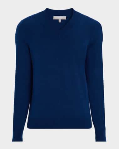 Neiman Marcus Men's Cashmere Knit Deep V-Neck Sweater