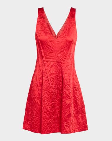 Jason Wu Collection Crushed Satin V-Neck Mini Dress