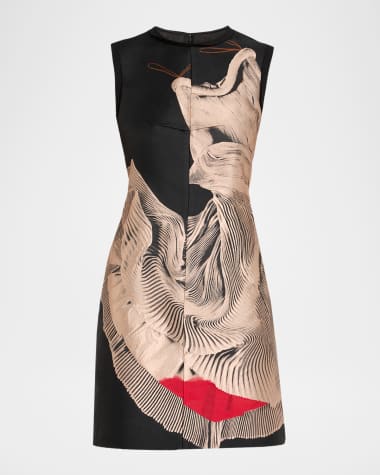 Jason Wu Collection Dancing Pleat Jacquard Sleeveless Mini Dress