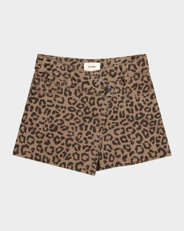 DL1961 Girl's Lola Leopard-Print Mini Skort, Size 7-16