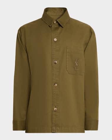 Saint Laurent Men's Denim YSL Pocket Overshirt