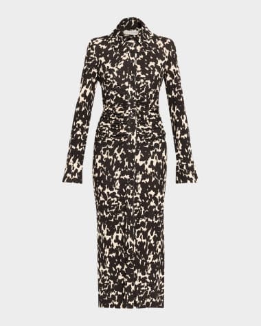 Altuzarra Claudia Spotted Long-Sleeve Midi Shirtdress