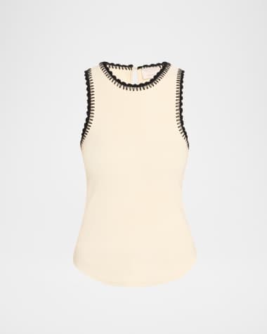 Cinq a Sept Lizzie Crochet-Trim Tank Top