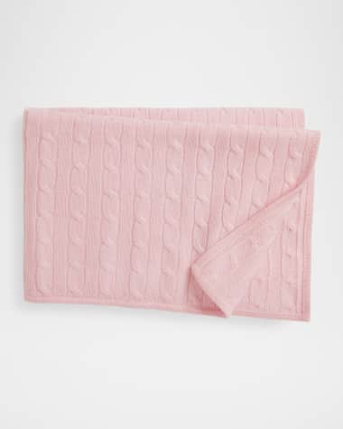 Ralph Lauren Childrenswear Girl's Cashmere Cable-Knit Baby Blanket