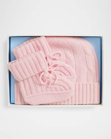 Ralph Lauren Childrenswear Girl's Cashmere Hat & Booties Gift Set, Size 0M-9M