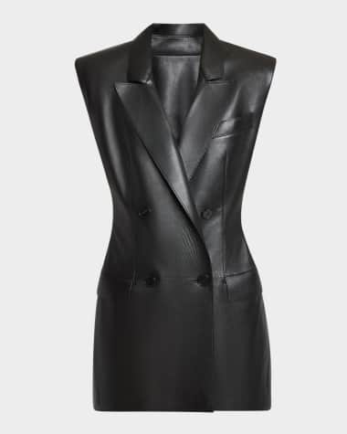 Givenchy Sleeveless Double-Breasted Leather Jacket