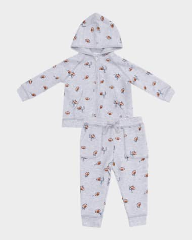 Angel Dear Boy's Football Field Goal Zip Hoodie & Joggers Set, Size 6M-3