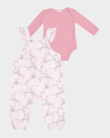 Angel Dear Girl's 2-Piece Antoinette Floral Overalls and Bodysuit Set, Size 3M-24M