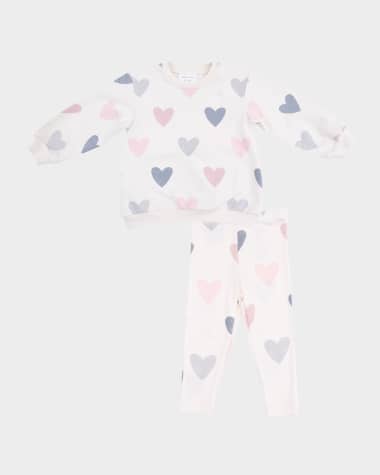 Angel Dear Girl's Hearts French Terry Sweatshirt & Leggings, Size 6M-3