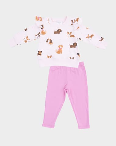 Angel Dear Girl's 2-Piece Best Friend Dogs Sweatshirt and Leggings Set, Size 6M-3