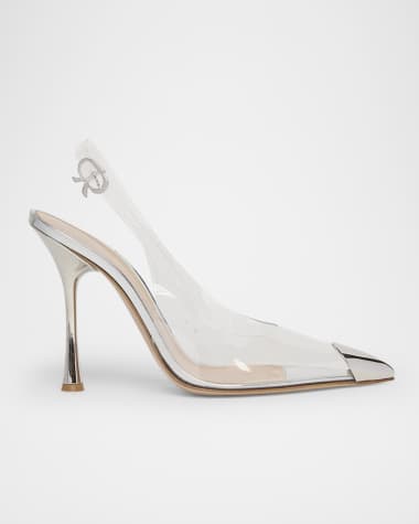Gianvito Rossi Plexi Metal Cap-Toe Slingback Pumps