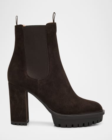 Gianvito Rossi Suede Lug-Sole Booties