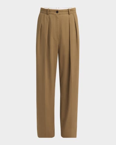 THE ROW Igor Double-Pleated Wide-Leg Pants
