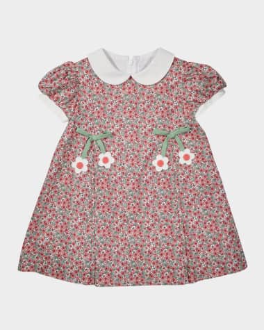 Florence Eiseman Girl's Floral Appliqué Cotton Dress, Size 2-6